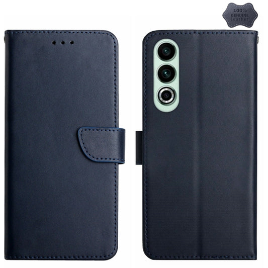 For OnePlus Nord CE4 Genuine Leather Fingerprint-proof Flip Phone Case(Blue) - OnePlus Cases by PMC Jewellery | Online Shopping South Africa | PMC Jewellery | Buy Now Pay Later Mobicred