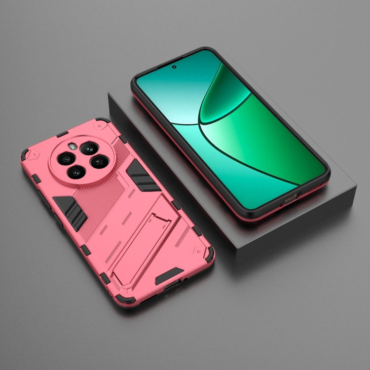 For Realme 12+ 5G Global Punk Armor 2 in 1 PC + TPU Phone Case with Holder(Light Red) - Realme Cases by PMC TechLife | Online Shopping South Africa | PMC TechLife | Buy Now Pay Later Mobicred