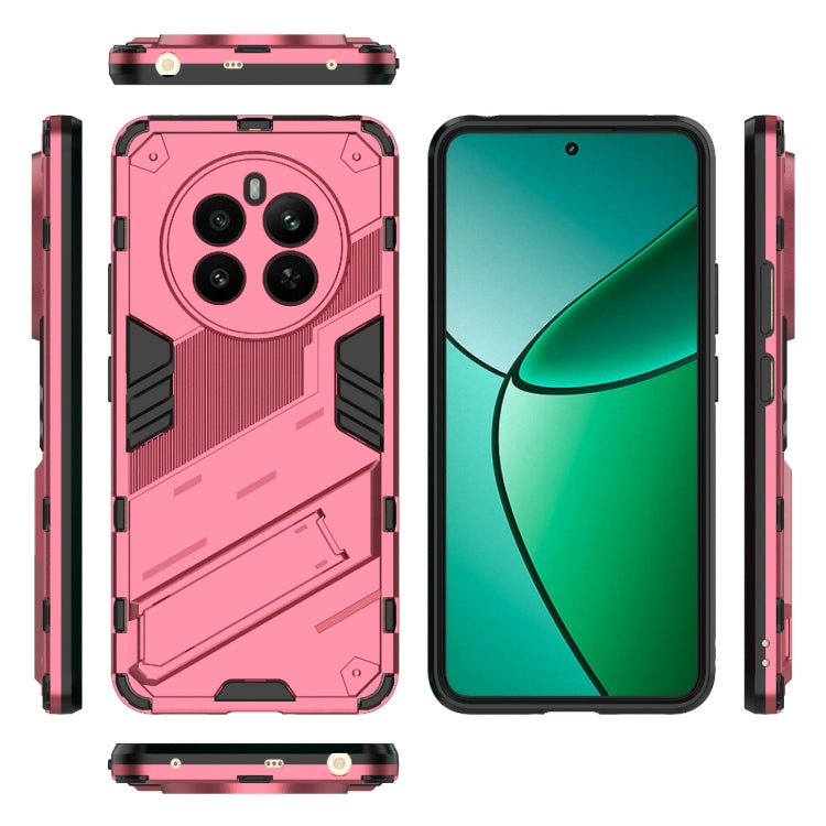 For Realme 12+ 5G Global Punk Armor 2 in 1 PC + TPU Phone Case with Holder(Light Red) - Realme Cases by PMC TechLife | Online Shopping South Africa | PMC TechLife | Buy Now Pay Later Mobicred
