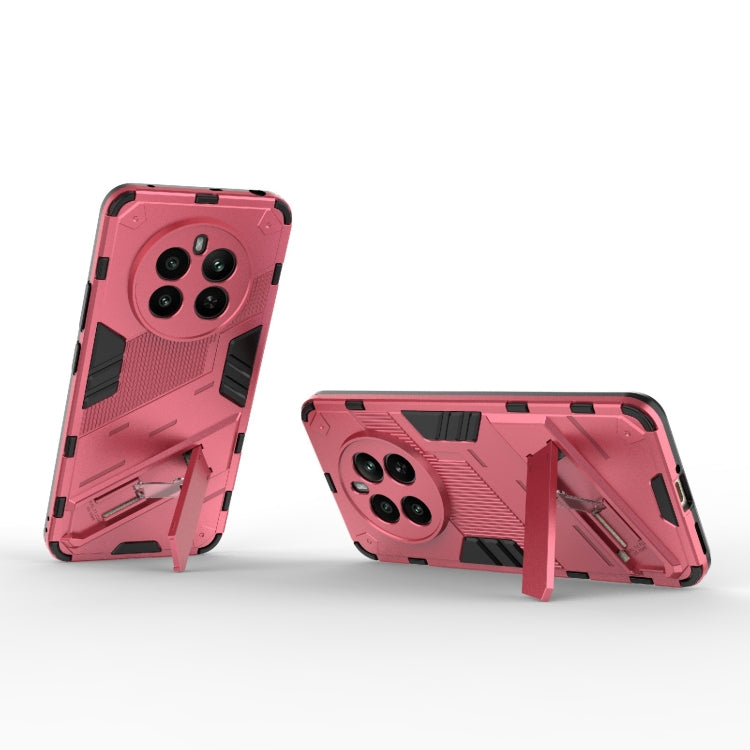 For Realme 12+ 5G Global Punk Armor 2 in 1 PC + TPU Phone Case with Holder(Light Red) - Realme Cases by PMC TechLife | Online Shopping South Africa | PMC TechLife | Buy Now Pay Later Mobicred