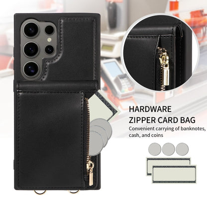 For Samsung Galaxy S24 Ultra 5G Crossbody Lanyard Zipper Wallet Leather Phone Case(Black) - Galaxy S24 Ultra 5G Cases by PMC Jewellery | Online Shopping South Africa | PMC Jewellery | Buy Now Pay Later Mobicred