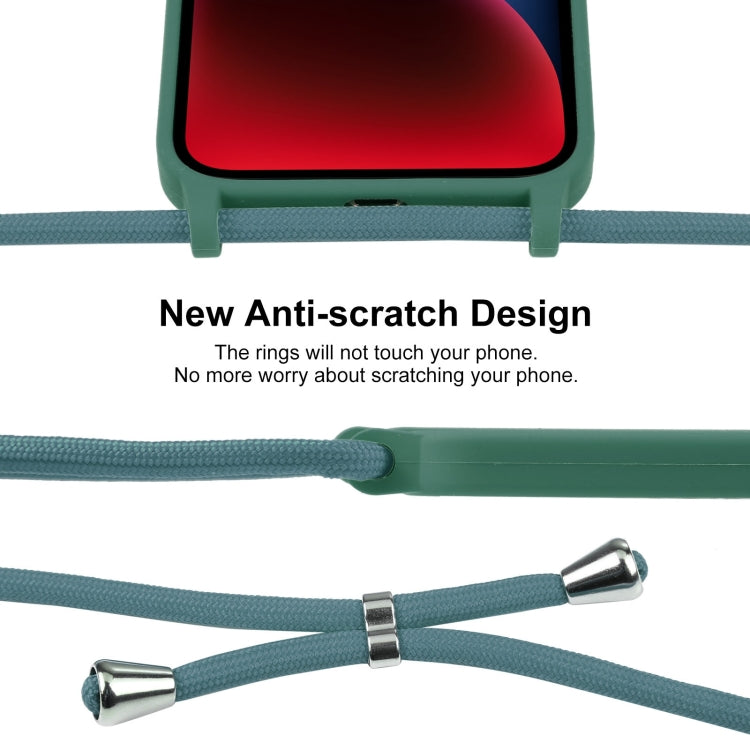 For iPhone 15 Plus Crossbody Lanyard Liquid Silicone Case(Emerald Green) - iPhone 15 Plus Cases by PMC Jewellery | Online Shopping South Africa | PMC Jewellery