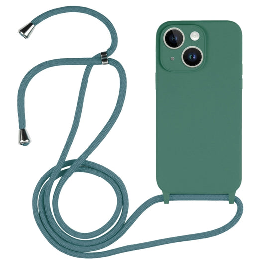 For iPhone 15 Crossbody Lanyard Liquid Silicone Case(Emerald Green) - iPhone 15 Cases by PMC Jewellery | Online Shopping South Africa | PMC Jewellery