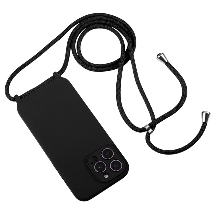 For iPhone 15 Pro Crossbody Lanyard Liquid Silicone Case(Black) - iPhone 15 Pro Cases by PMC Jewellery | Online Shopping South Africa | PMC Jewellery