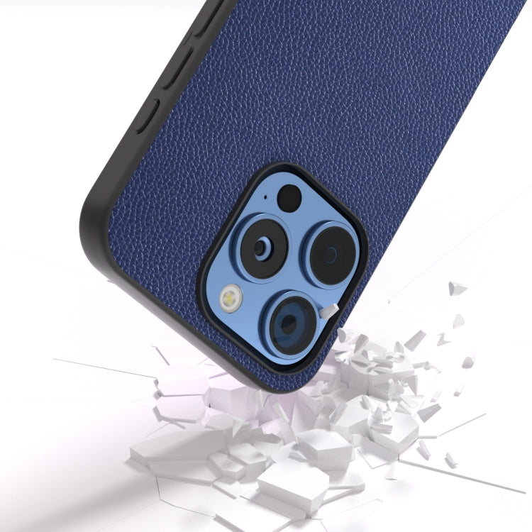 For iPhone 16 Pro Max ABEEL Black Edge Genuine Leather Mino Phone Case(Royal Blue) - iPhone 16 Pro Max Cases by PMC Jewellery | Online Shopping South Africa | PMC Jewellery | Buy Now Pay Later Mobicred