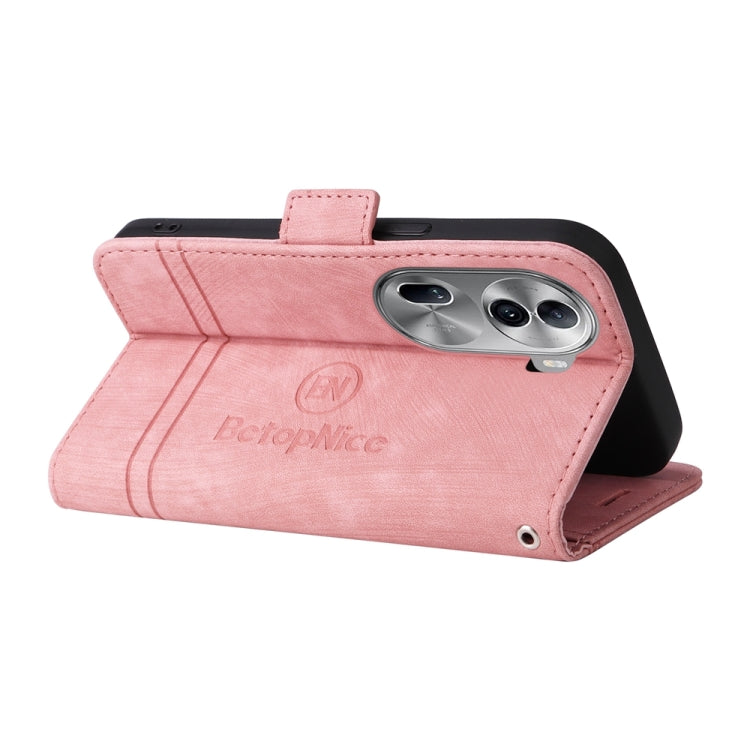 For OPPO Reno11 Pro 5G Global BETOPNICE Dual-side Buckle Leather Phone Case(Pink) - Reno11 Pro Cases by BETOPNICE | Online Shopping South Africa | PMC Jewellery | Buy Now Pay Later Mobicred