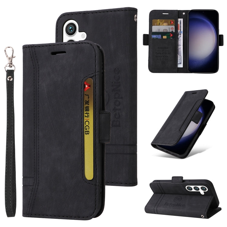 For Samsung Galaxy S24 BETOPNICE Dual-side Buckle Leather Phone Case(Black) - Galaxy Phone Cases by BETOPNICE | Online Shopping South Africa | PMC Jewellery | Buy Now Pay Later Mobicred