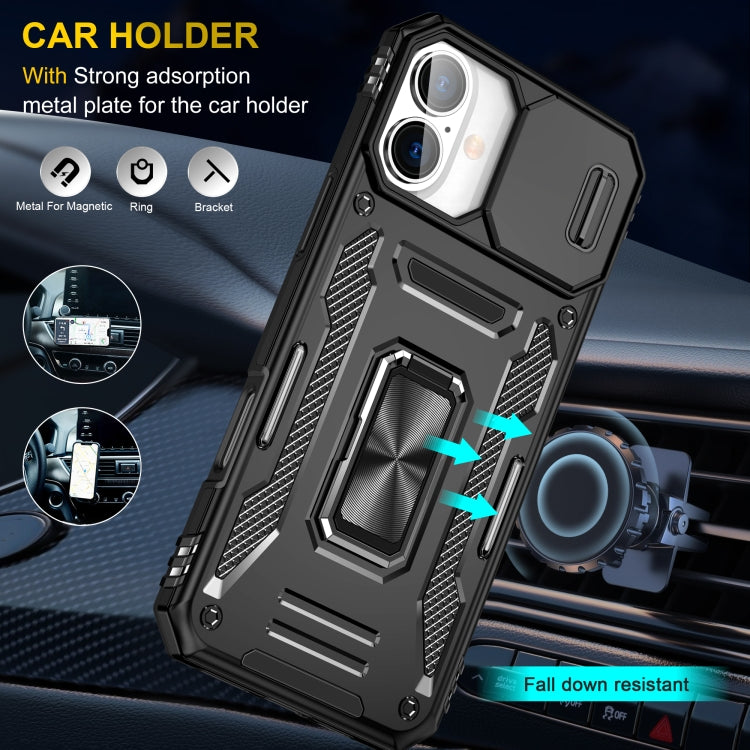 For iPhone 16 Plus Armor PC + TPU Camera Shield Phone Case(Black) - iPhone 16 Plus Cases by PMC Jewellery | Online Shopping South Africa | PMC Jewellery | Buy Now Pay Later Mobicred