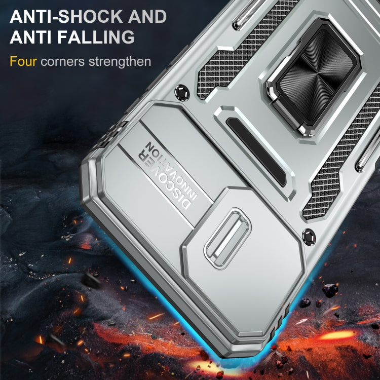 For iPhone 16 Plus Armor PC + TPU Camera Shield Phone Case(Grey) - iPhone 16 Plus Cases by PMC TechLife | Online Shopping South Africa | PMC TechLife | Buy Now Pay Later Mobicred