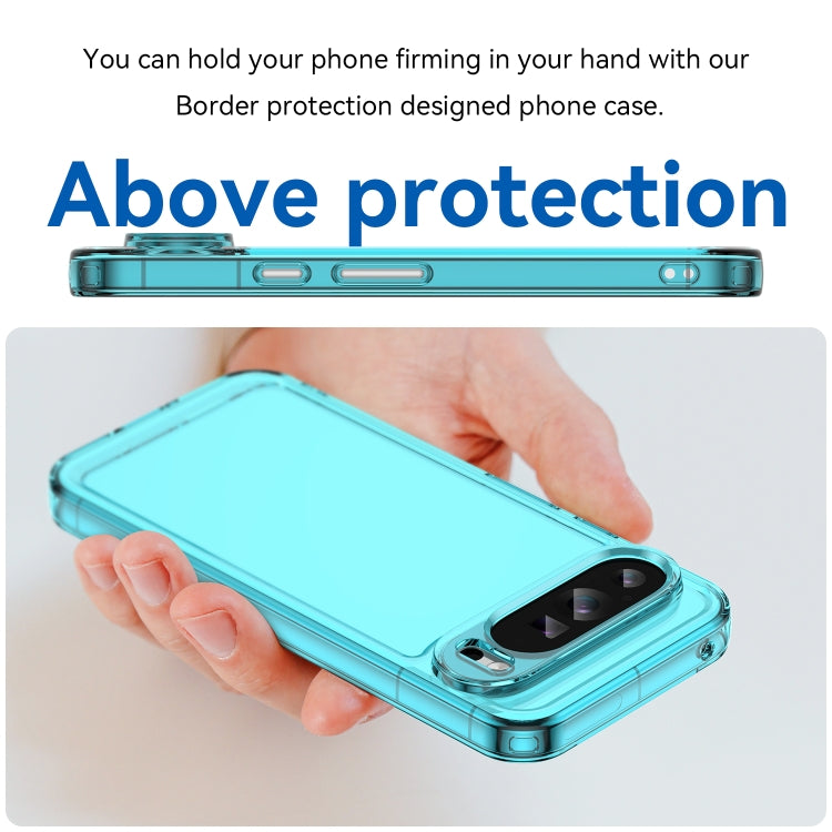 For Google Pixel 9 Pro Candy Series TPU Phone Case(Transparent Blue) - Google Cases by PMC Jewellery | Online Shopping South Africa | PMC Jewellery | Buy Now Pay Later Mobicred