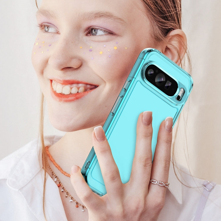 For Google Pixel 9 Pro Candy Series TPU Phone Case(Transparent Blue) - Google Cases by PMC Jewellery | Online Shopping South Africa | PMC Jewellery | Buy Now Pay Later Mobicred