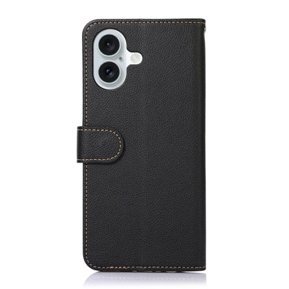 For iPhone 16 Plus KHAZNEH Litchi Texture Leather RFID Phone Case(Black) - iPhone 16 Plus Cases by PMC Jewellery | Online Shopping South Africa | PMC Jewellery | Buy Now Pay Later Mobicred