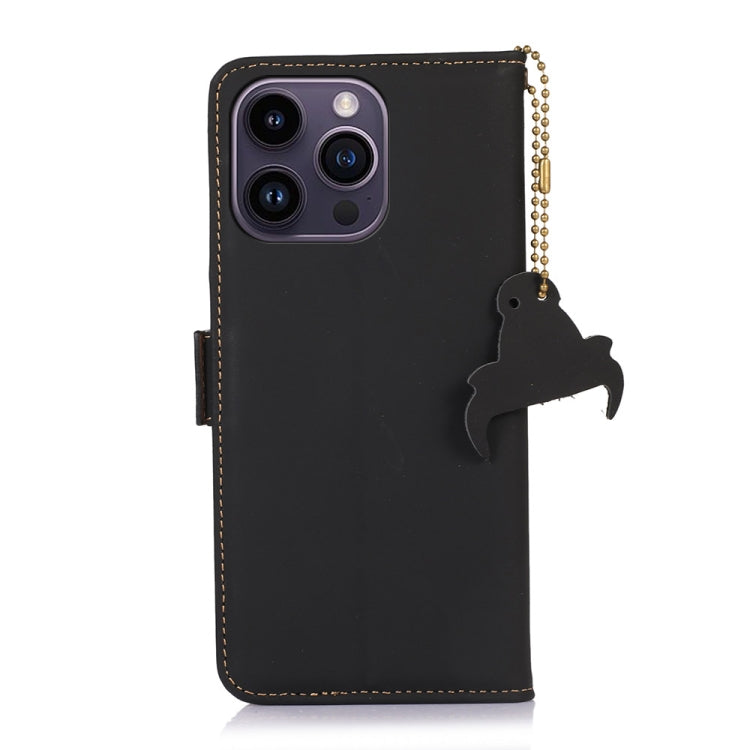 For iPhone 16 Pro Genuine Leather Magnetic RFID Leather Phone Case(Black) - iPhone 16 Pro Cases by PMC Jewellery | Online Shopping South Africa | PMC Jewellery | Buy Now Pay Later Mobicred