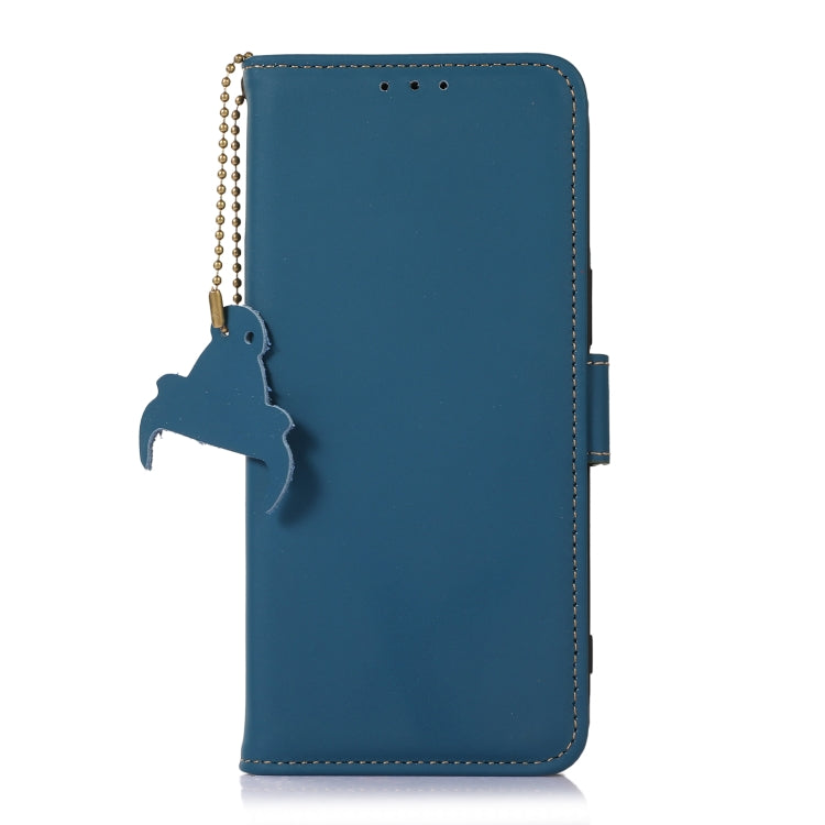 For iPhone 16 Pro Genuine Leather Magnetic RFID Leather Phone Case(Blue) - iPhone 16 Pro Cases by PMC TechLife | Online Shopping South Africa | PMC TechLife | Buy Now Pay Later Mobicred