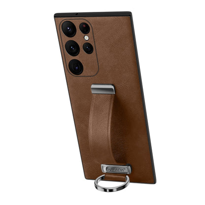 For Samsung Galaxy S23 Ultra 5G SULADA PC Hybrid Leather Texture Skin Feel Shockproof Phone Case(Brown) - Galaxy S23 Ultra 5G Cases by SULADA | Online Shopping South Africa | PMC Jewellery | Buy Now Pay Later Mobicred