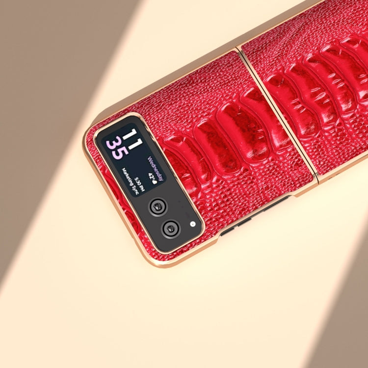 For Motorola Razr 40 Nano Plating Genuine Leather Weilai Series Phone Case(Red) - Motorola Cases by PMC TechLife | Online Shopping South Africa | PMC TechLife | Buy Now Pay Later Mobicred