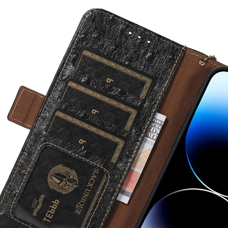 For Asus Zenfone 10 / Zenfone 9 Ostrich Pattern Genuine Leather RFID Phone Case(Black) - ASUS Cases by PMC TechLife | Online Shopping South Africa | PMC TechLife | Buy Now Pay Later Mobicred