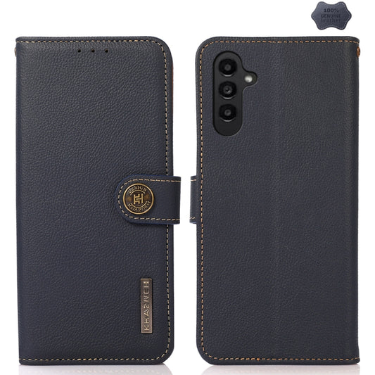 For Samsung Galaxy S24+ KHAZNEH Custer Genuine Leather RFID Phone Case(Blue) - Galaxy Phone Cases by PMC Jewellery | Online Shopping South Africa | PMC Jewellery | Buy Now Pay Later Mobicred