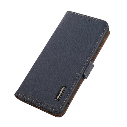 For Samsung Galaxy S24 Ultra KHAZNEH Side-Magnetic Litchi Genuine Leather RFID Phone Case(Blue) - Galaxy Phone Cases by PMC Jewellery | Online Shopping South Africa | PMC Jewellery | Buy Now Pay Later Mobicred