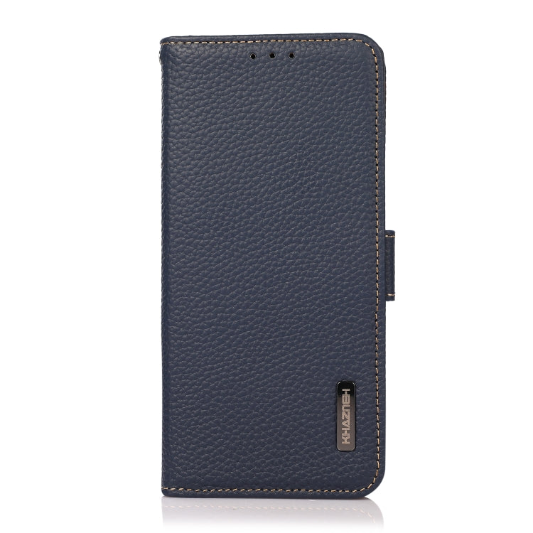 For Samsung Galaxy S24+ KHAZNEH Side-Magnetic Litchi Genuine Leather RFID Phone Case(Blue) - Galaxy Phone Cases by PMC Jewellery | Online Shopping South Africa | PMC Jewellery | Buy Now Pay Later Mobicred