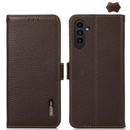 For Samsung Galaxy S24+ KHAZNEH Side-Magnetic Litchi Genuine Leather RFID Phone Case(Brown) - Galaxy Phone Cases by PMC Jewellery | Online Shopping South Africa | PMC Jewellery | Buy Now Pay Later Mobicred