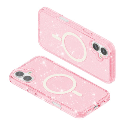 For iPhone 16 Terminator Style Glitter Powder MagSafe Magnetic Phone Case(Pink) - iPhone 16 Cases by PMC Jewellery | Online Shopping South Africa | PMC Jewellery | Buy Now Pay Later Mobicred