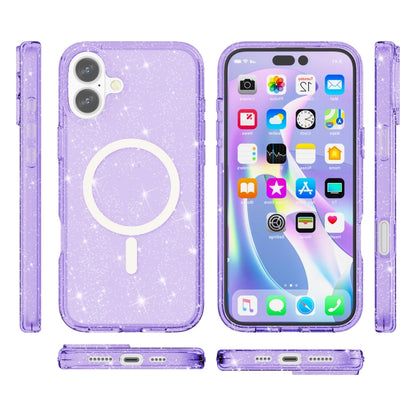 For iPhone 16 Terminator Style Glitter Powder MagSafe Magnetic Phone Case(Purple) - iPhone 16 Cases by PMC Jewellery | Online Shopping South Africa | PMC Jewellery | Buy Now Pay Later Mobicred