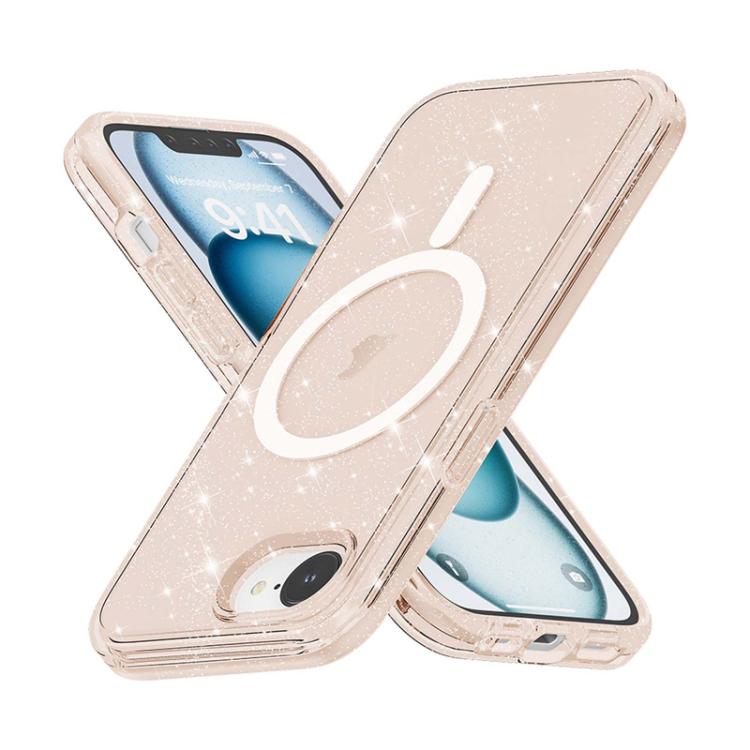 For iPhone 16e Terminator Style Glitter Powder MagSafe Magnetic Phone Case(Gold) - iPhone 16e Cases by PMC TechLife | Online Shopping South Africa | PMC TechLife | Buy Now Pay Later Mobicred