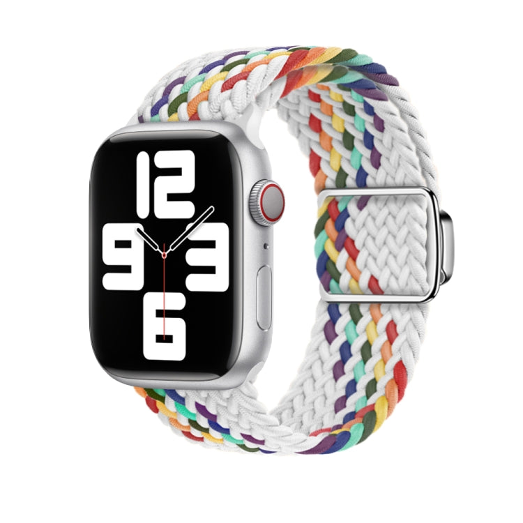 For Apple Watch Ultra 2 49mm Nylon Loop Magnetic Buckle Watch Band(White Rainbow) - Watch Bands by PMC Jewellery | Online Shopping South Africa | PMC Jewellery | Buy Now Pay Later Mobicred