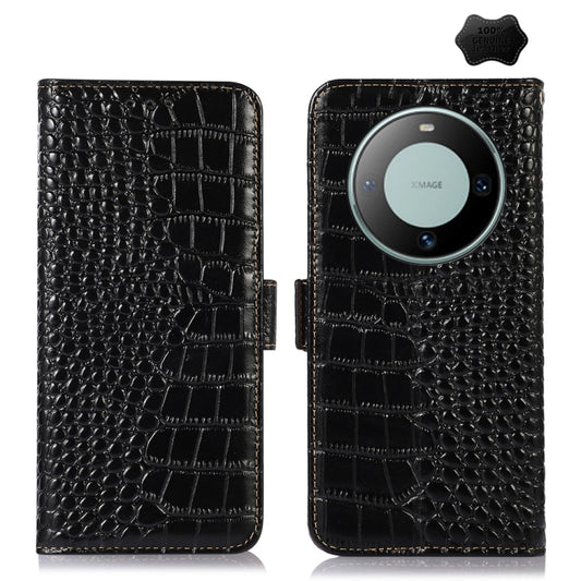 For Huawei Mate 60 Crocodile Top Layer Cowhide Leather Phone Case(Black) - Huawei Cases by PMC Jewellery | Online Shopping South Africa | PMC Jewellery | Buy Now Pay Later Mobicred