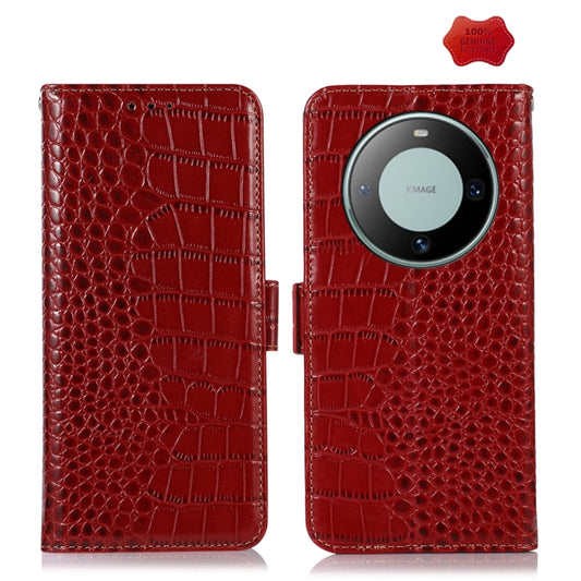 For Huawei Mate 60 Crocodile Top Layer Cowhide Leather Phone Case(Red) - Huawei Cases by PMC Jewellery | Online Shopping South Africa | PMC Jewellery | Buy Now Pay Later Mobicred