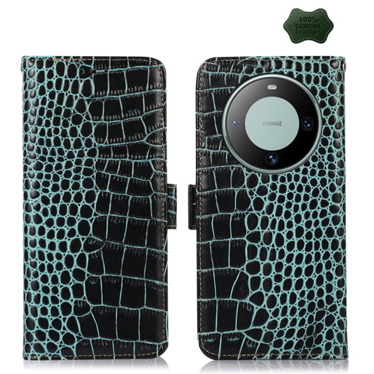 For Huawei Mate 60 Crocodile Top Layer Cowhide Leather Phone Case(Green) - Huawei Cases by PMC Jewellery | Online Shopping South Africa | PMC Jewellery | Buy Now Pay Later Mobicred