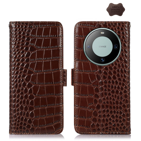 For Huawei Mate 60 Crocodile Top Layer Cowhide Leather Phone Case(Brown) - Huawei Cases by PMC Jewellery | Online Shopping South Africa | PMC Jewellery | Buy Now Pay Later Mobicred