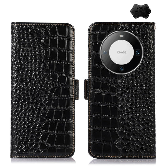 For Huawei Mate 60 Pro Crocodile Top Layer Cowhide Leather Phone Case(Black) - Huawei Cases by PMC Jewellery | Online Shopping South Africa | PMC Jewellery | Buy Now Pay Later Mobicred