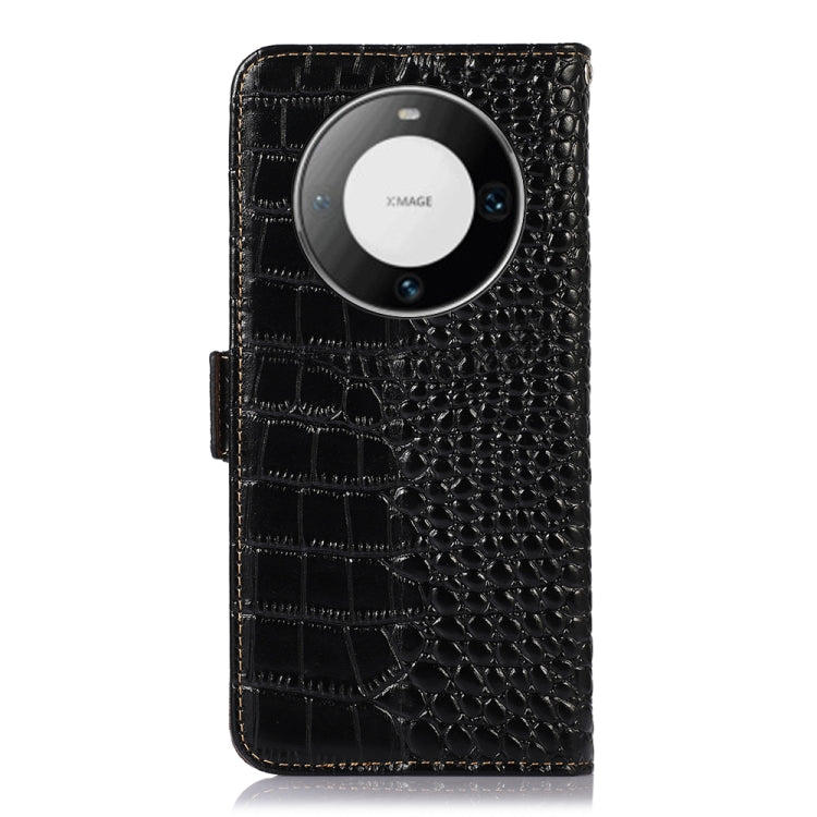 For Huawei Mate 60 Pro Crocodile Top Layer Cowhide Leather Phone Case(Black) - Huawei Cases by PMC TechLife | Online Shopping South Africa | PMC TechLife | Buy Now Pay Later Mobicred