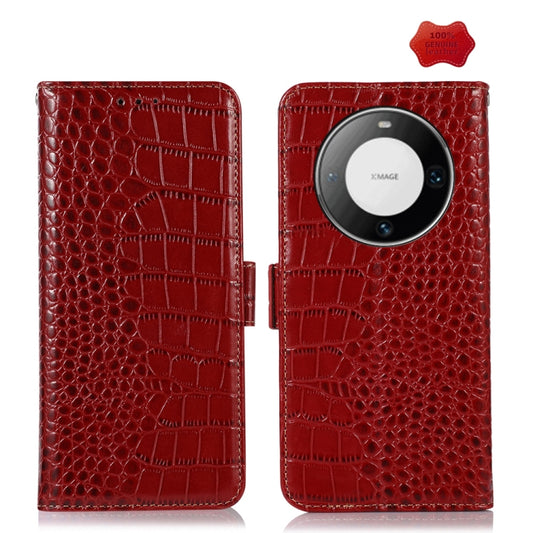 For Huawei Mate 60 Pro Crocodile Top Layer Cowhide Leather Phone Case(Red) - Huawei Cases by PMC Jewellery | Online Shopping South Africa | PMC Jewellery | Buy Now Pay Later Mobicred