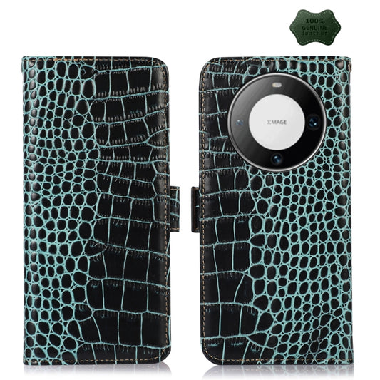 For Huawei Mate 60 Pro Crocodile Top Layer Cowhide Leather Phone Case(Green) - Huawei Cases by PMC Jewellery | Online Shopping South Africa | PMC Jewellery | Buy Now Pay Later Mobicred