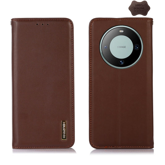 For Huawei Mate 60 KHAZNEH Nappa Top Layer Cowhide Leather Phone Case(Brown) - Huawei Cases by PMC Jewellery | Online Shopping South Africa | PMC Jewellery | Buy Now Pay Later Mobicred