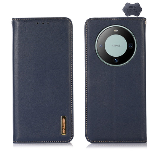 For Huawei Mate 60 KHAZNEH Nappa Top Layer Cowhide Leather Phone Case(Blue) - Huawei Cases by PMC Jewellery | Online Shopping South Africa | PMC Jewellery | Buy Now Pay Later Mobicred