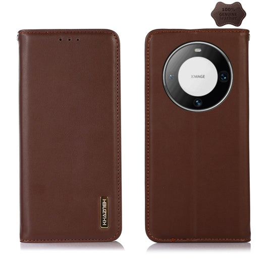 For Huawei Mate 60 Pro KHAZNEH Nappa Top Layer Cowhide Leather Phone Case(Brown) - Huawei Cases by PMC Jewellery | Online Shopping South Africa | PMC Jewellery | Buy Now Pay Later Mobicred