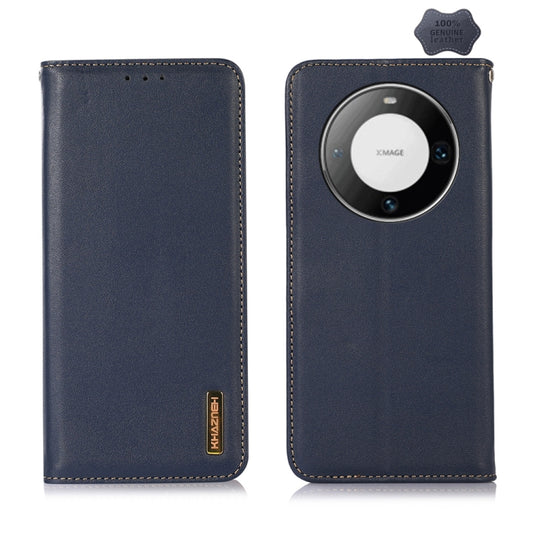 For Huawei Mate 60 Pro KHAZNEH Nappa Top Layer Cowhide Leather Phone Case(Blue) - Huawei Cases by PMC Jewellery | Online Shopping South Africa | PMC Jewellery | Buy Now Pay Later Mobicred