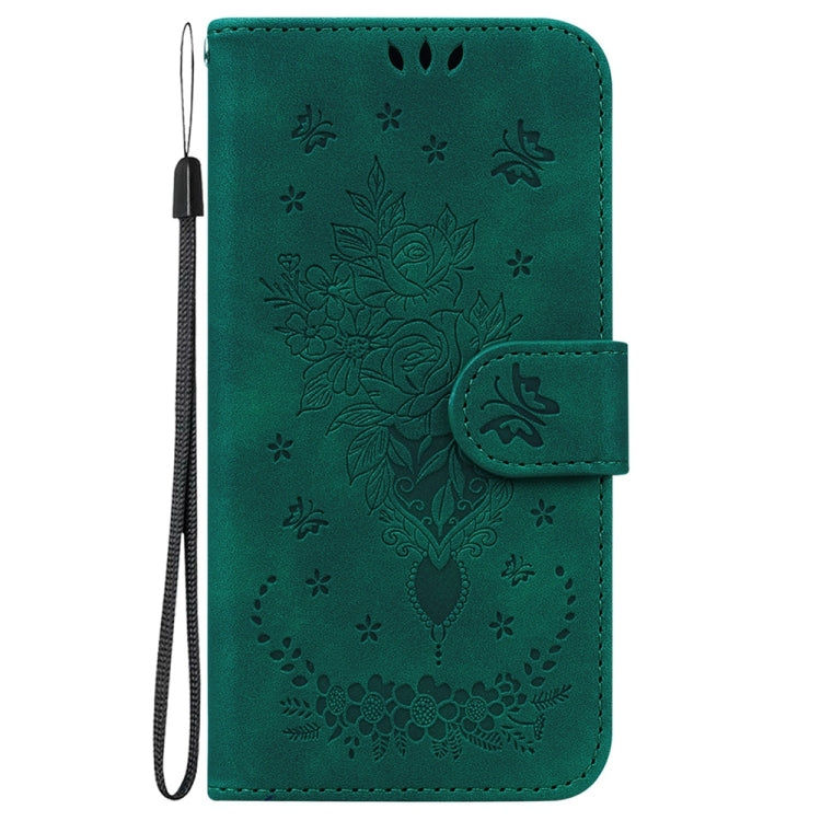 For Motorola Edge 2024 Butterfly Rose Embossed Leather Phone Case(Green) - Motorola Cases by PMC Jewellery | Online Shopping South Africa | PMC Jewellery | Buy Now Pay Later Mobicred