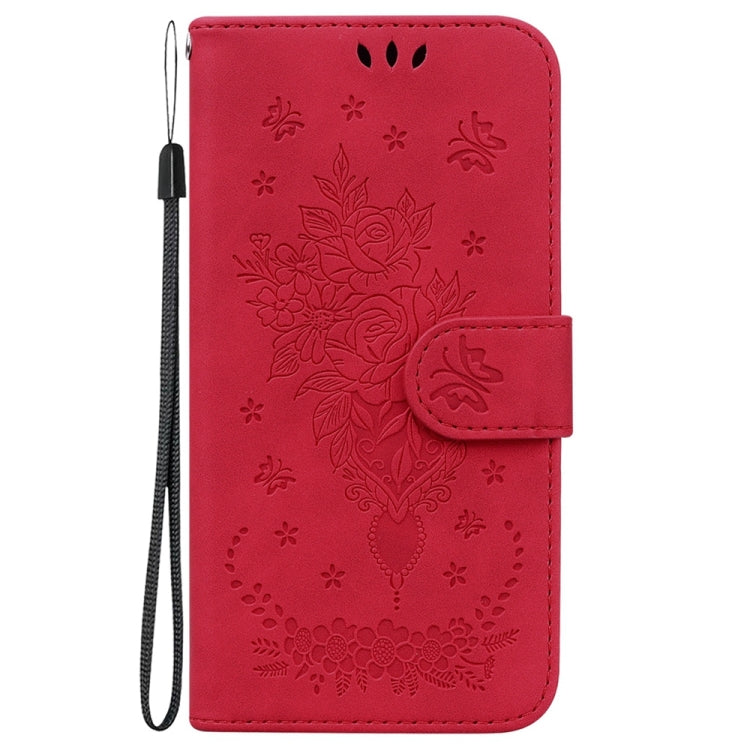 For Motorola Edge 2024 Butterfly Rose Embossed Leather Phone Case(Red) - Motorola Cases by PMC Jewellery | Online Shopping South Africa | PMC Jewellery | Buy Now Pay Later Mobicred