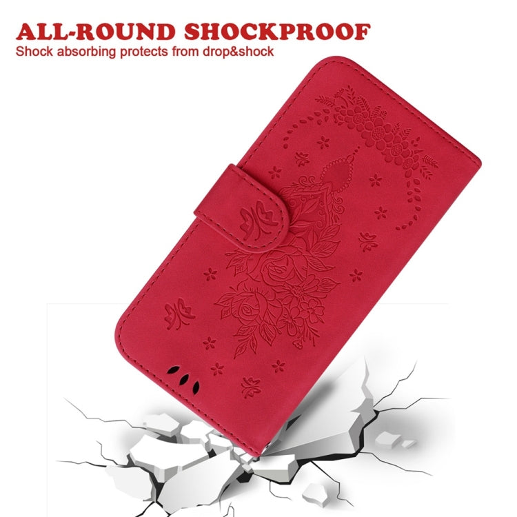 For Motorola Edge 2024 Butterfly Rose Embossed Leather Phone Case(Red) - Motorola Cases by PMC Jewellery | Online Shopping South Africa | PMC Jewellery | Buy Now Pay Later Mobicred