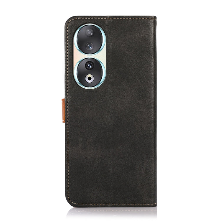 For Honor 90 KHAZNEH Dual-color Cowhide Texture Flip Leather Phone Case(Black) - Honor Cases by PMC Jewellery | Online Shopping South Africa | PMC Jewellery | Buy Now Pay Later Mobicred