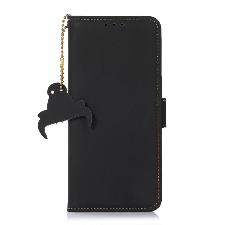 For Honor X5 Plus Genuine Leather Magnetic RFID Leather Phone Case(Black) - Honor Cases by PMC TechLife | Online Shopping South Africa | PMC TechLife | Buy Now Pay Later Mobicred