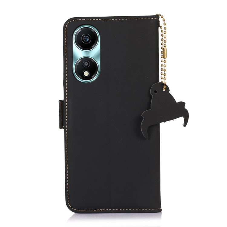 For Honor X5 Plus Genuine Leather Magnetic RFID Leather Phone Case(Black) - Honor Cases by PMC TechLife | Online Shopping South Africa | PMC TechLife | Buy Now Pay Later Mobicred
