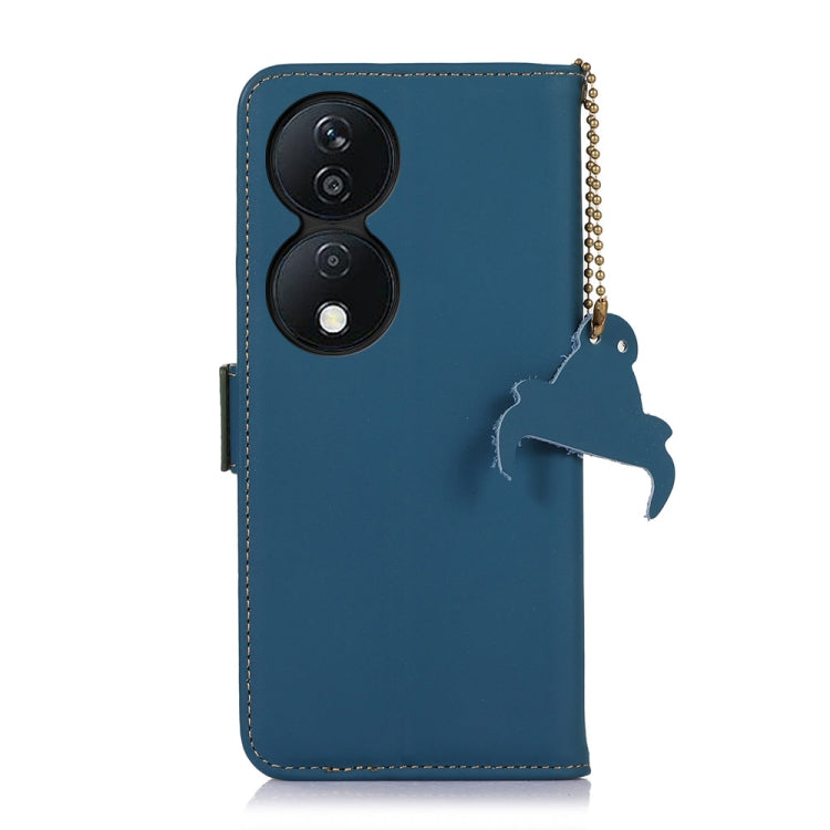 For Honor X7b Genuine Leather Magnetic RFID Leather Phone Case(Blue) - Honor Cases by PMC TechLife | Online Shopping South Africa | PMC TechLife | Buy Now Pay Later Mobicred