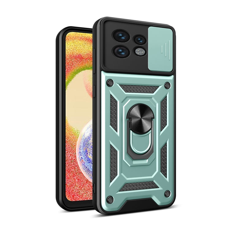 For Motorola Edge 40 Pro Sliding Camera Cover Design TPU Hybrid PC Phone Case(Mint Green) - Motorola Cases by PMC Jewellery | Online Shopping South Africa | PMC Jewellery | Buy Now Pay Later Mobicred