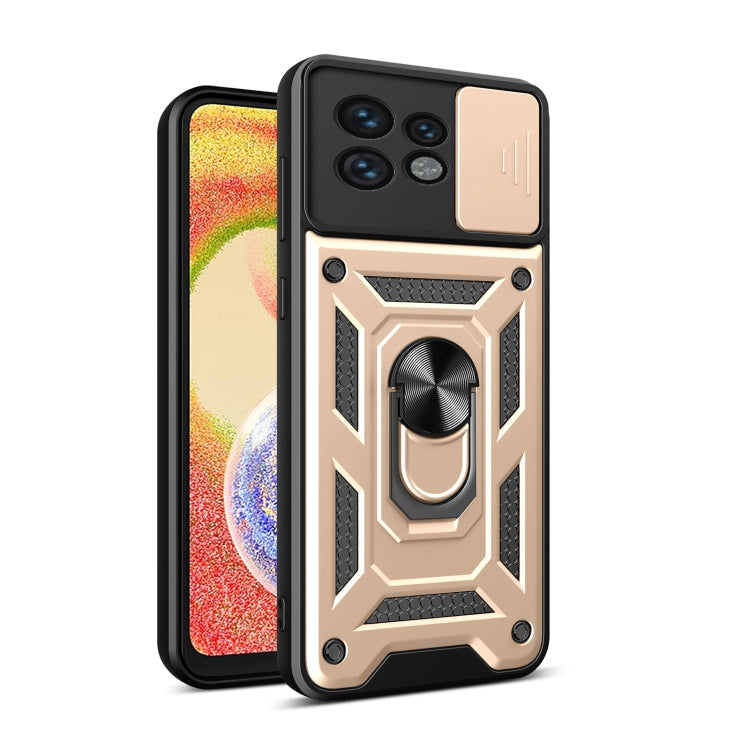 For Motorola Edge 40 Pro Sliding Camera Cover Design TPU Hybrid PC Phone Case(Gold) - Motorola Cases by PMC Jewellery | Online Shopping South Africa | PMC Jewellery | Buy Now Pay Later Mobicred